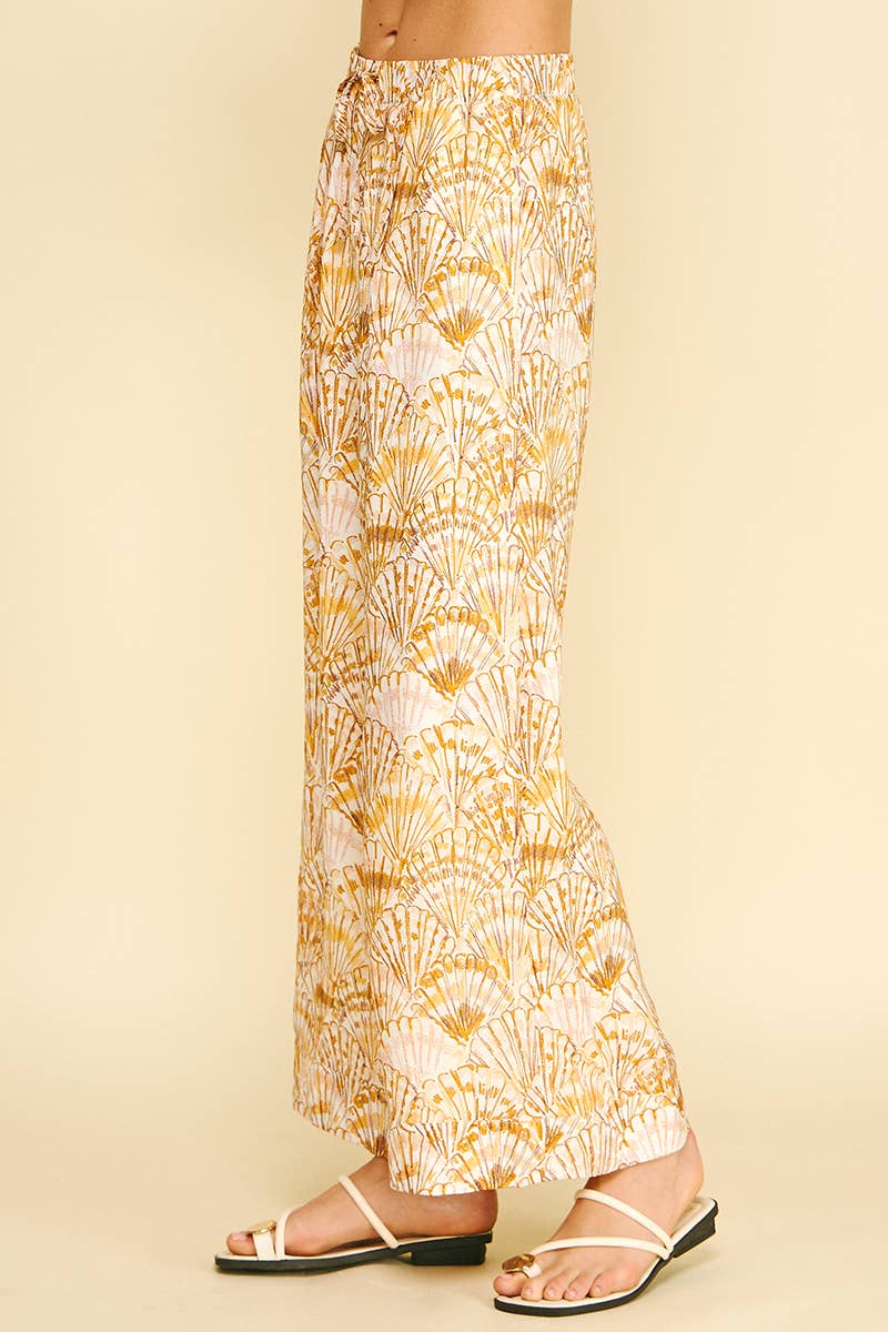 HIGH-WAISTED WIDE LEG SEASHELL PANTS - 4748BJ