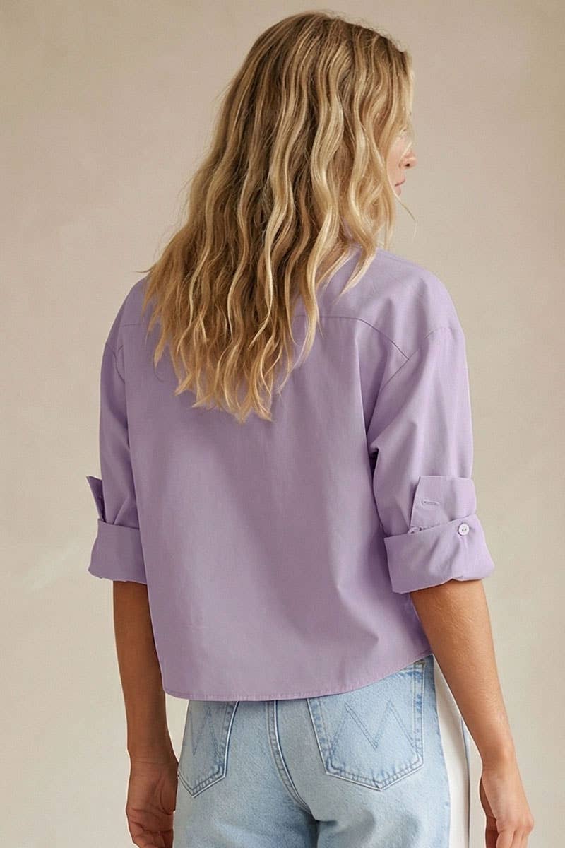 Rolled Sleeve Button Up Blouse
