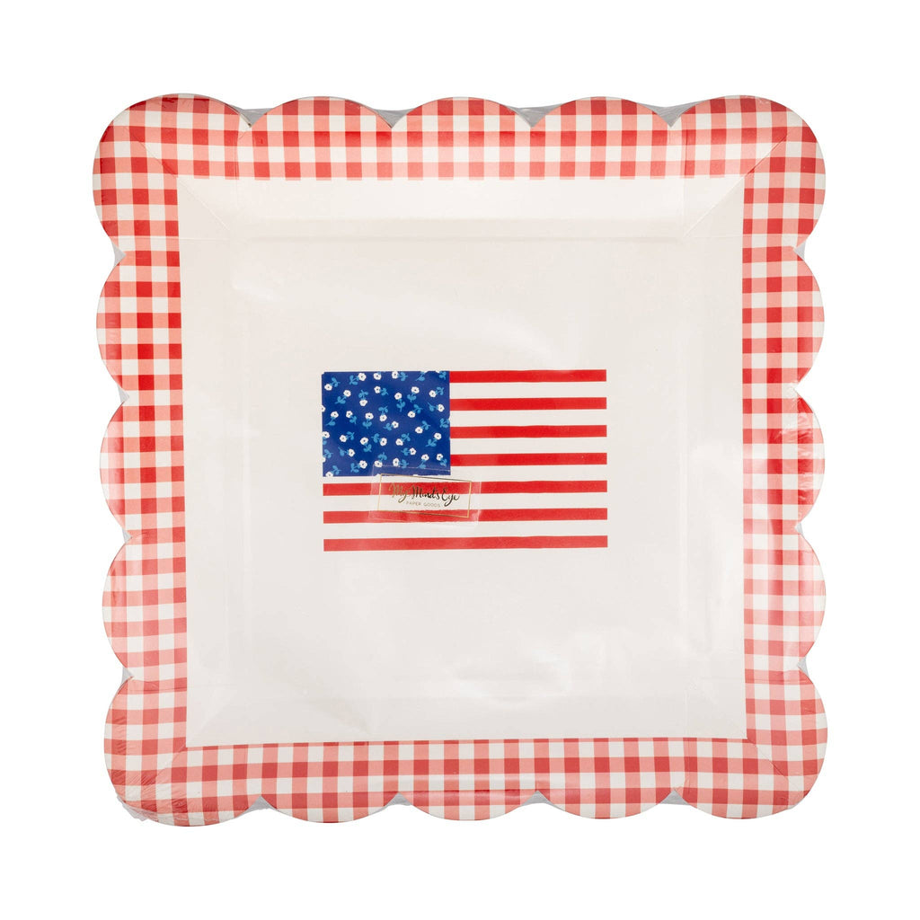 FLA1240 - Gingham Flag Paper Plate - 10"