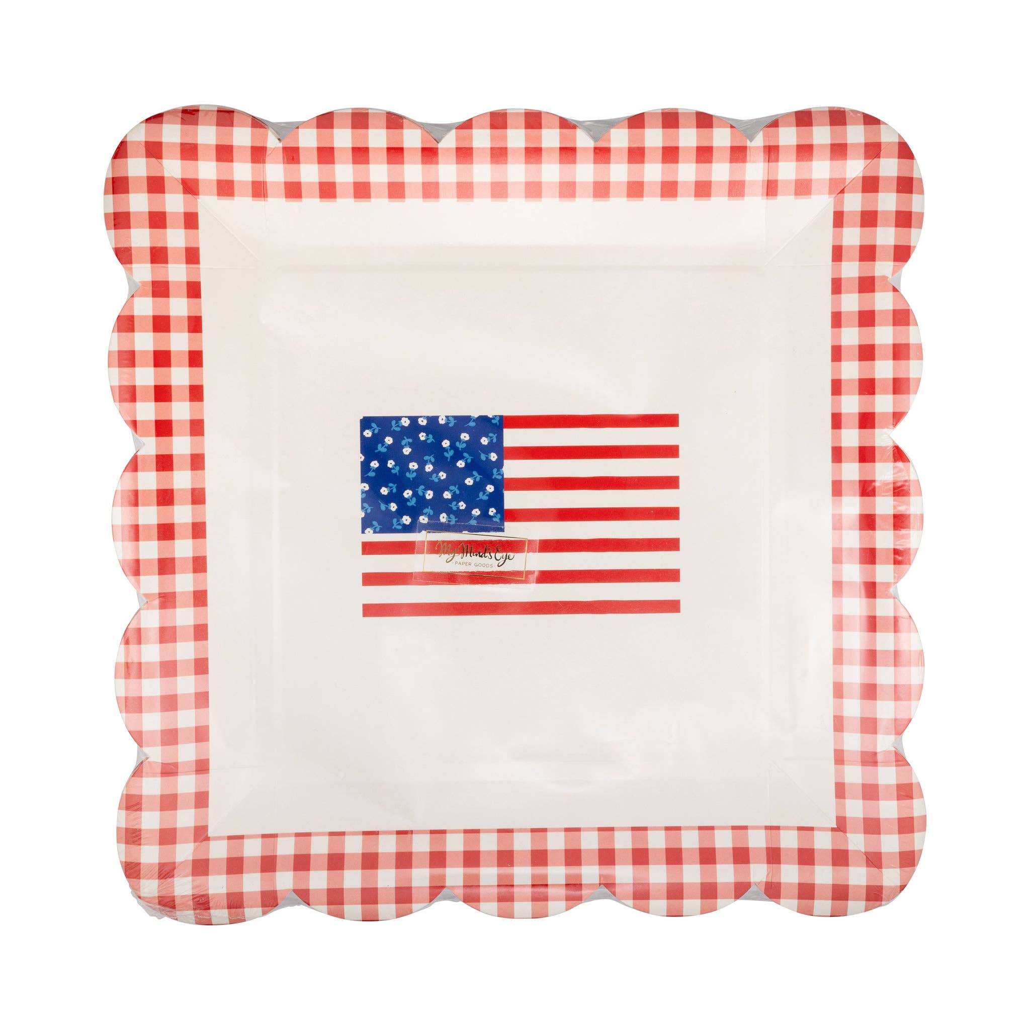 FLA1240 - Gingham Flag Paper Plate - 10"