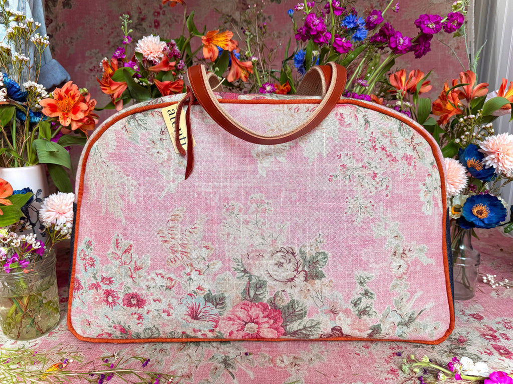 Rosewood Overnighter-Atenti USA Handmade Weekender, Floral Travel Bag