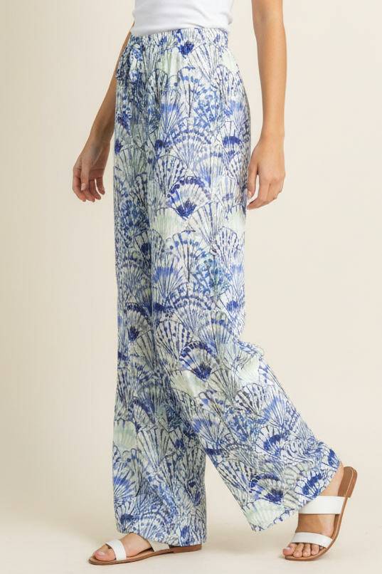 HIGH-WAISTED WIDE LEG SEASHELL PANTS - 4748BJ