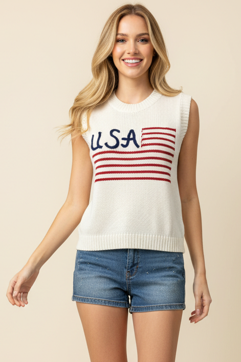 AMERICAN FLAG SWEATER TOP - 7020WS
