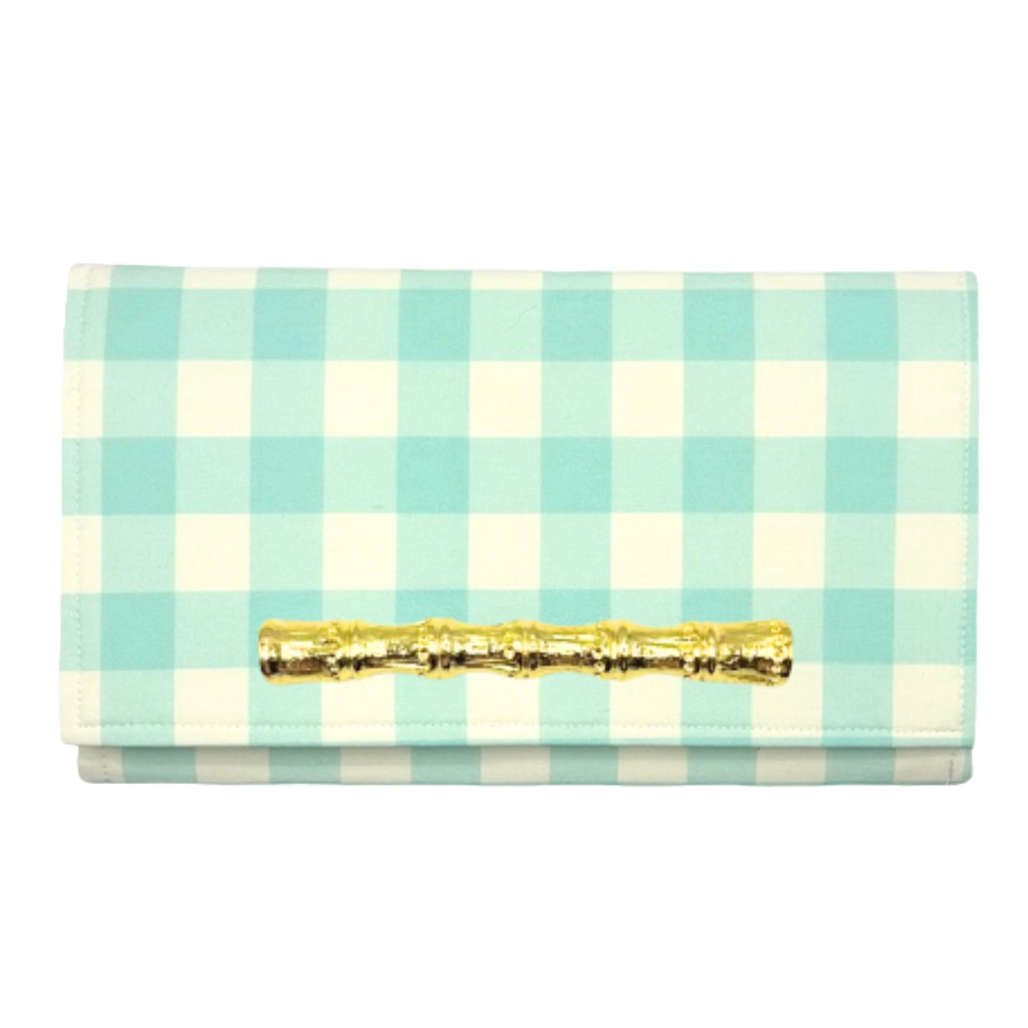 Blue and White Buffalo Check Clutch
