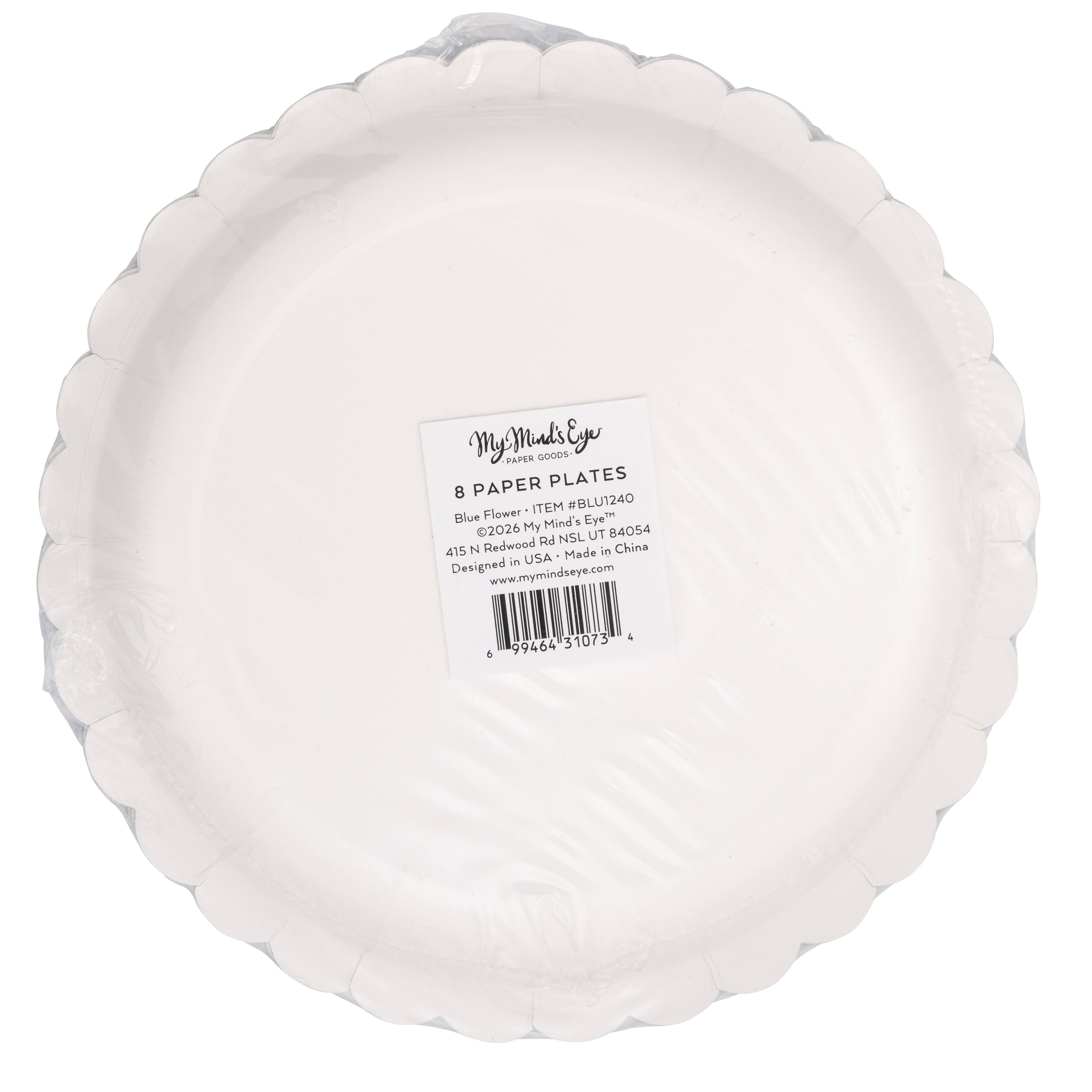 BLU1240 - Round Blue Flower 8" Plate