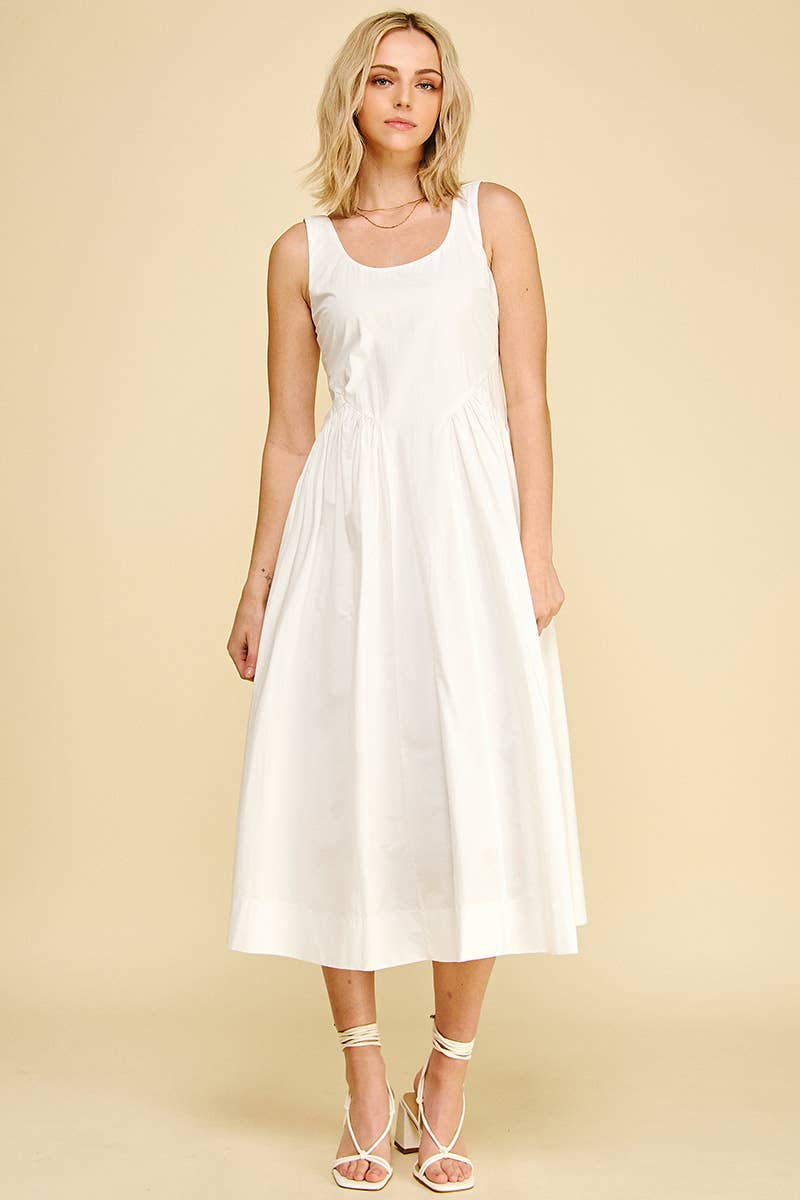 A-LINE POPLIN MIDI DRESS - 6933D