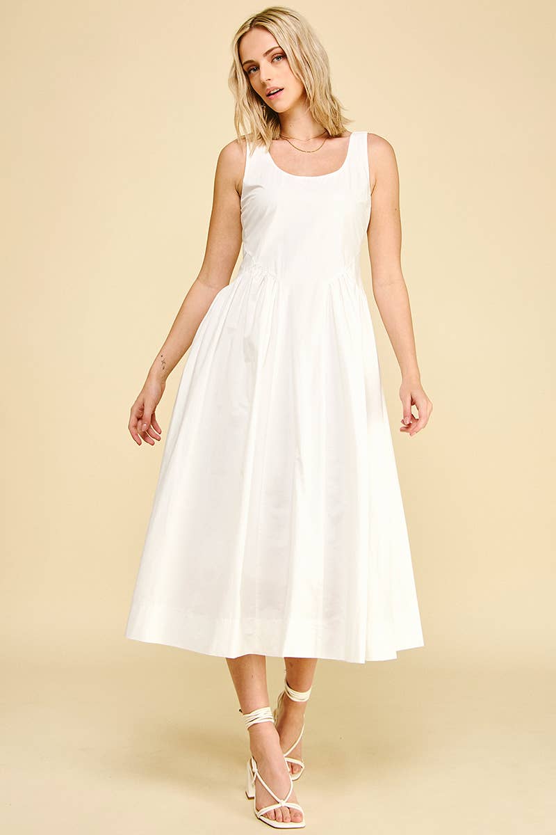 A-LINE POPLIN MIDI DRESS - 6933D