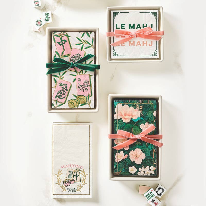 Ceramic Guest Napkin Tray + Napkins - Floral