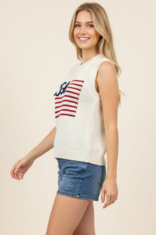 AMERICAN FLAG SWEATER TOP - 7020WS