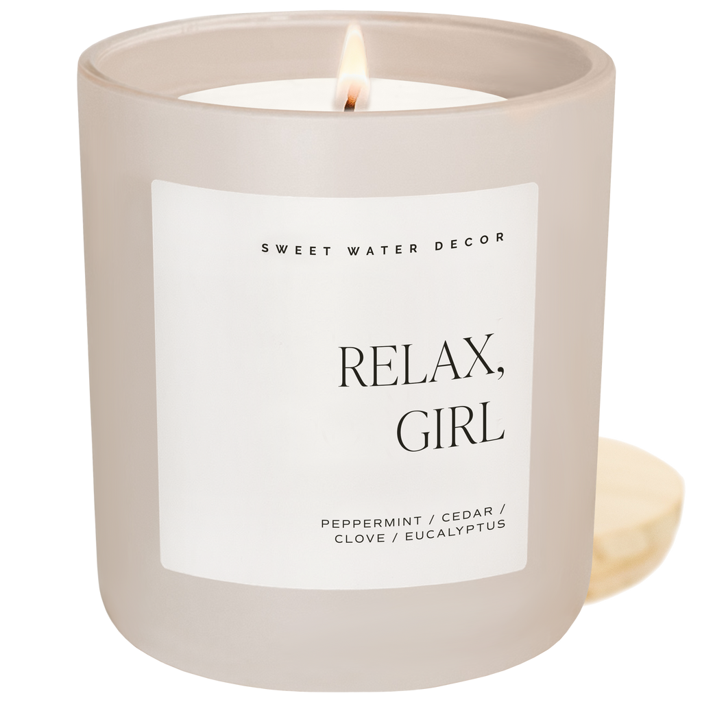 *NEW* Relax, Girl 15 oz Soy Candle, Matte Jar - Home Decor
