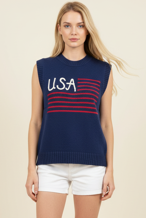 AMERICAN FLAG SWEATER TOP - 7020WS