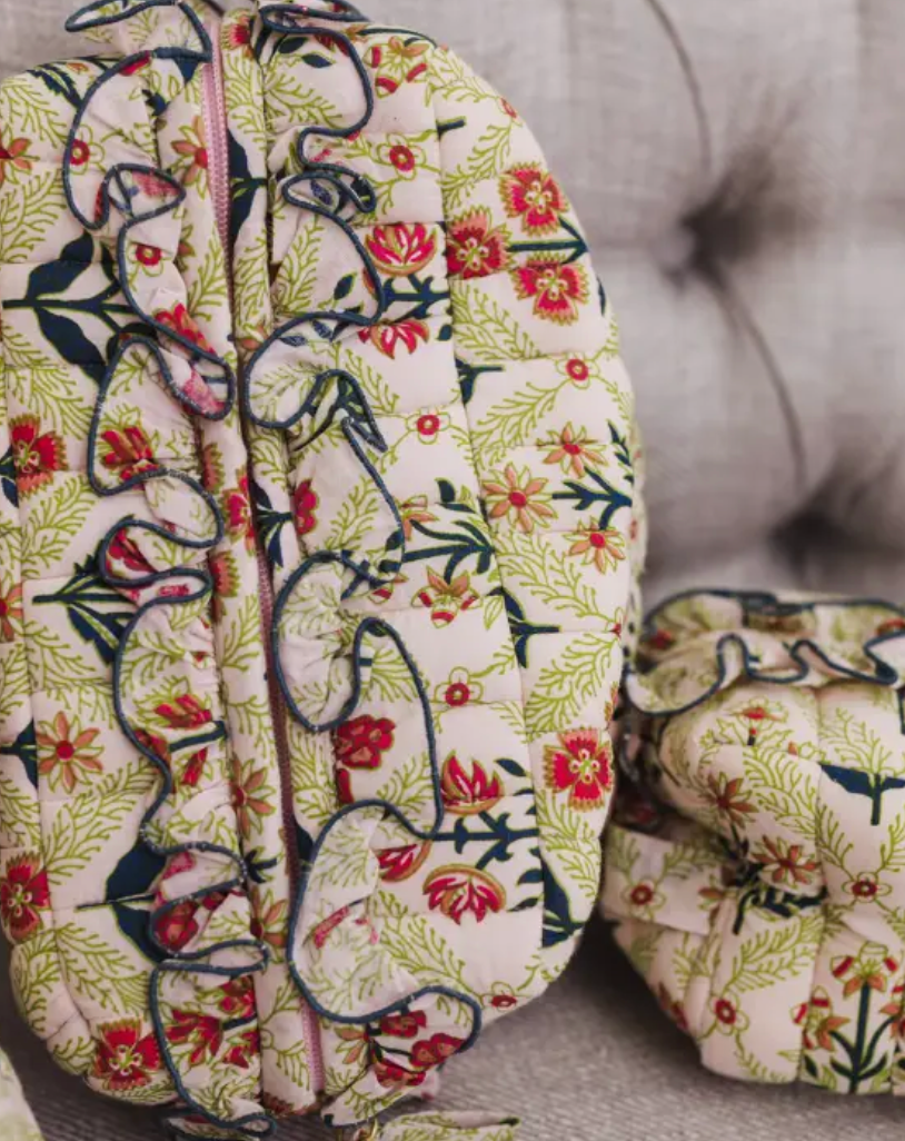 Meadow Luxe | Quilted Ruffle Cosmetic |READY TO SHIP