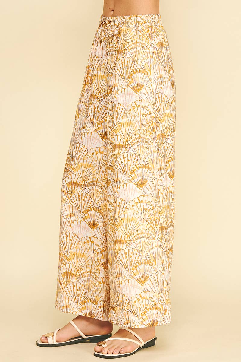 HIGH-WAISTED WIDE LEG SEASHELL PANTS - 4748BJ