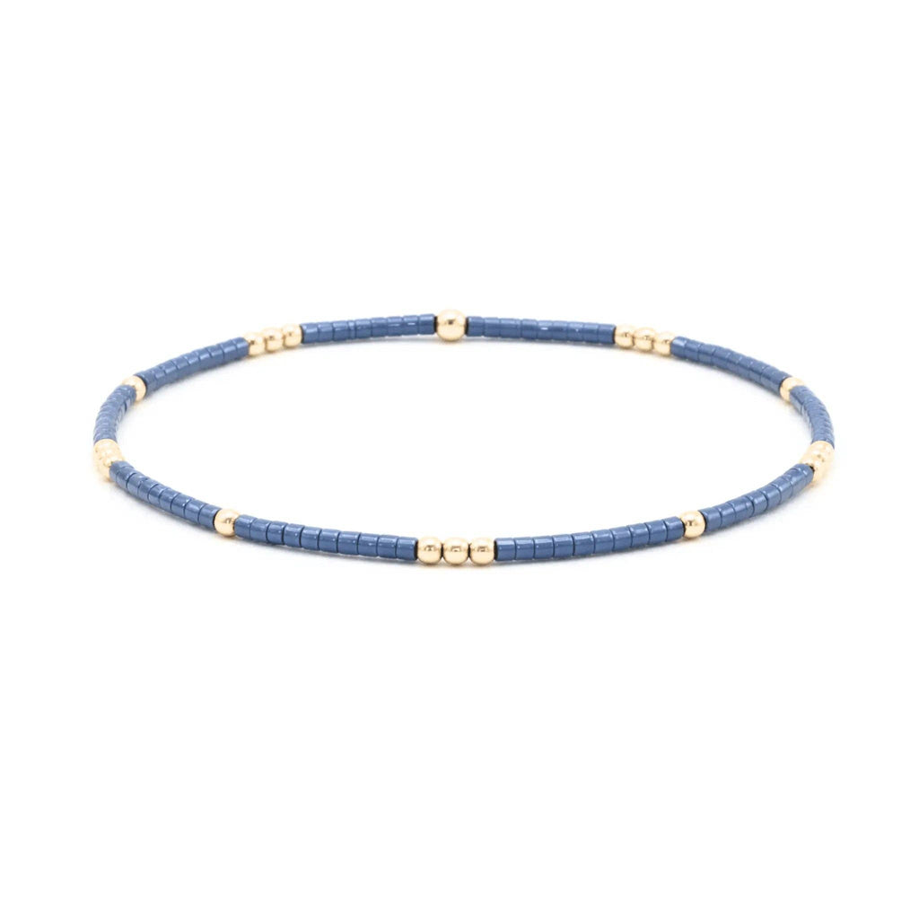 2mm Newport STEEL BLUE + Gold Filled Waterproof Bracelet