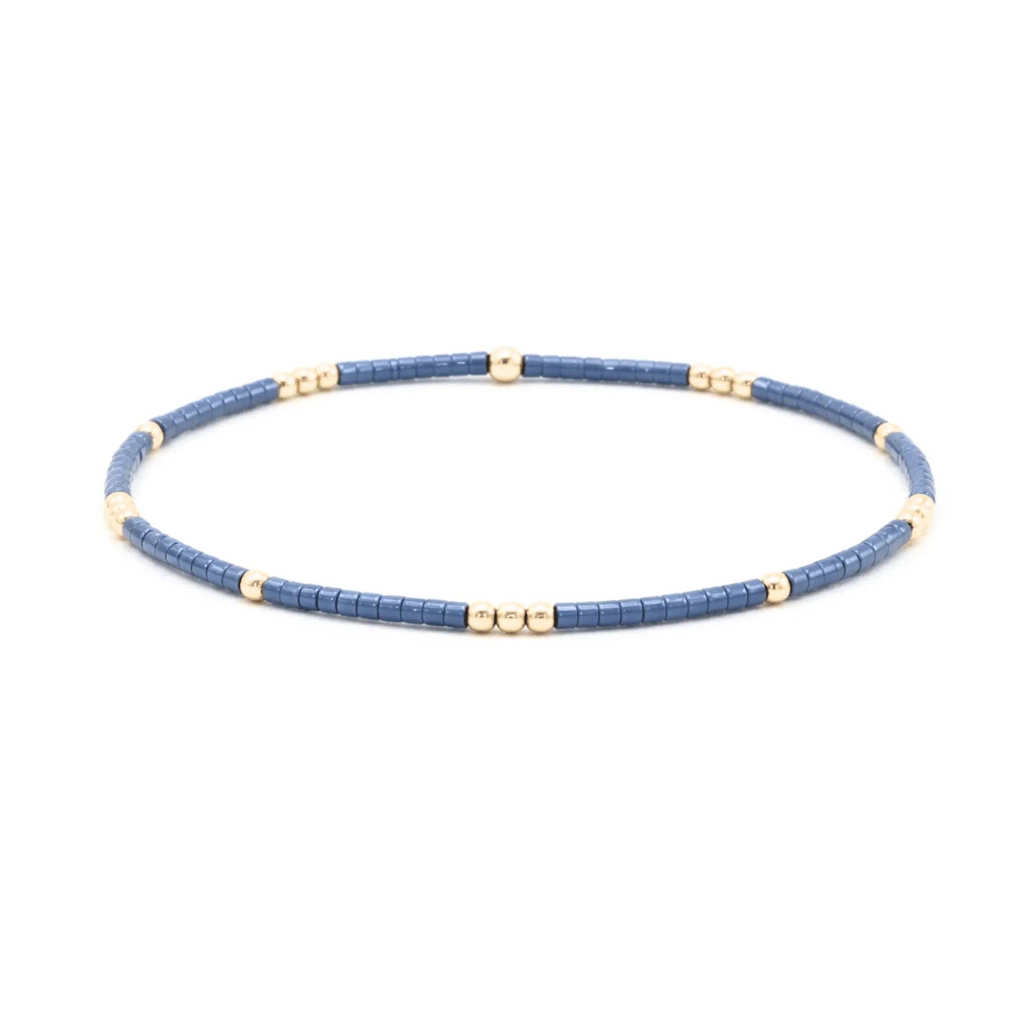 2mm Newport STEEL BLUE + Gold Filled Waterproof Bracelet