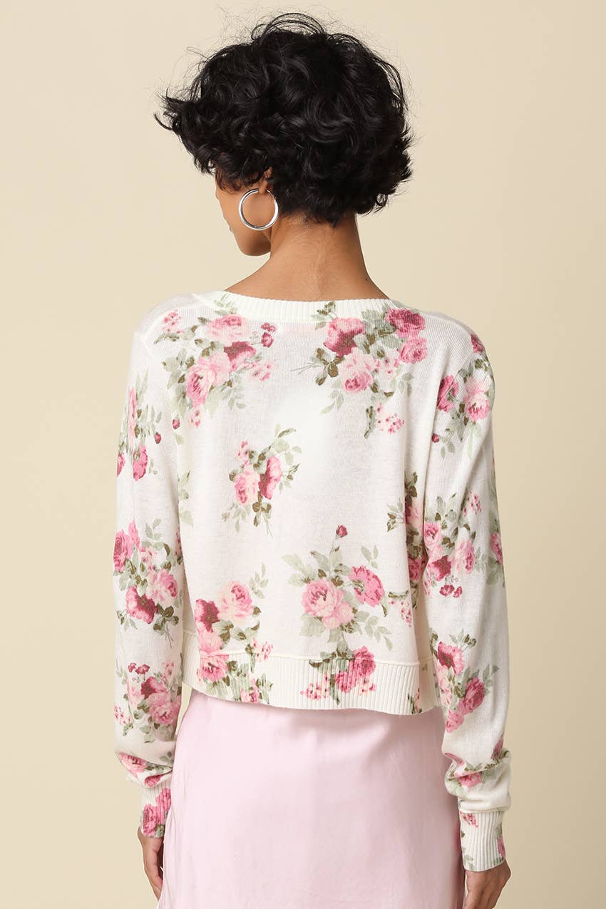 Delia Floral Cropped Cardigan