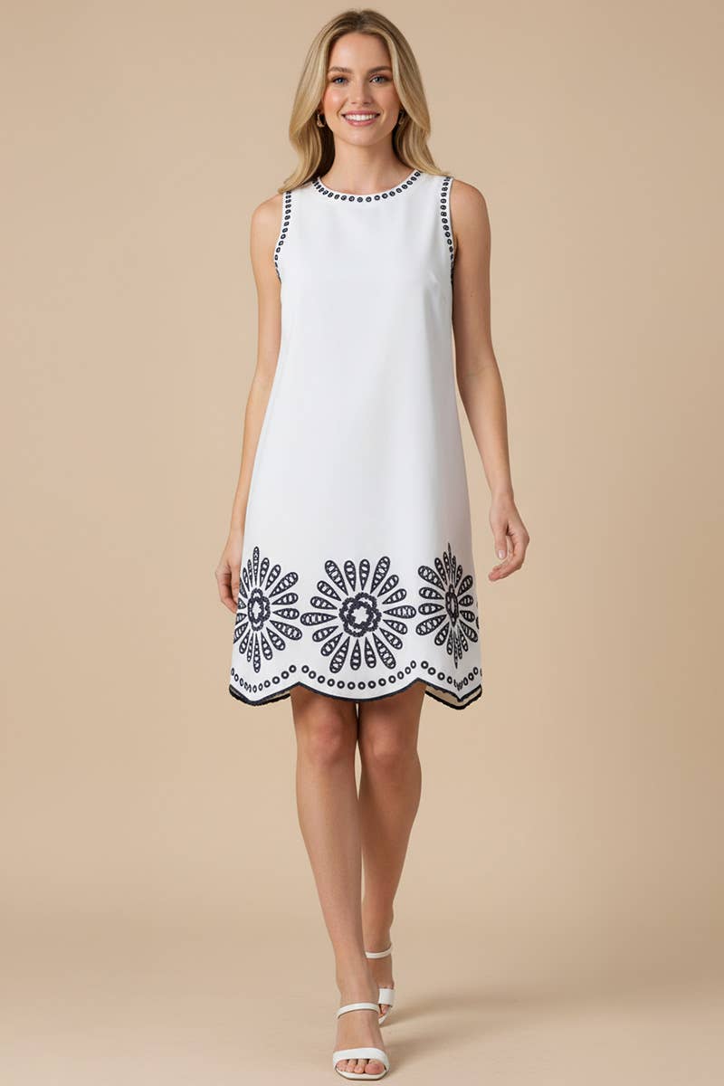 FLORAL EMBROIDERED MINI DRESS - 6545D
