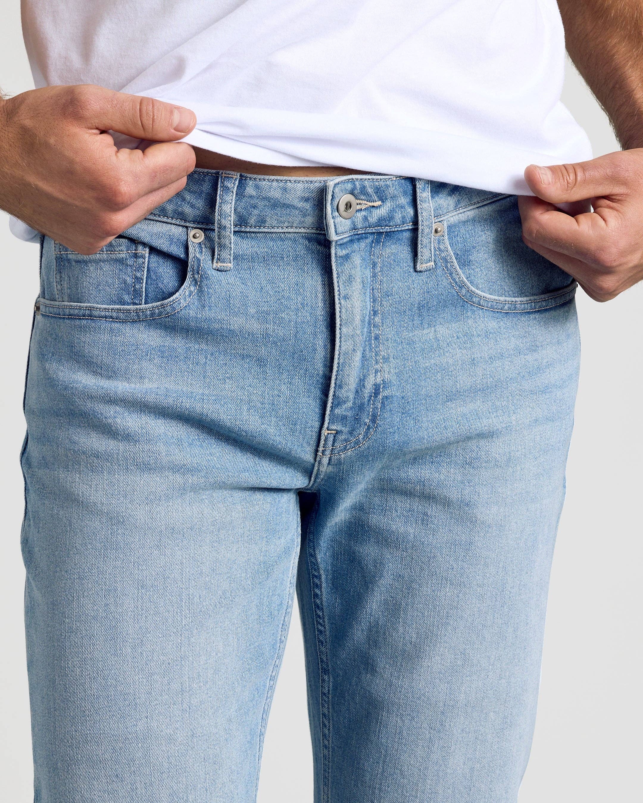 Light Indigo Wash Straight Authentic Denim Jeans
