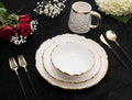4 Piece White Dinner Set Speckled Gold Design