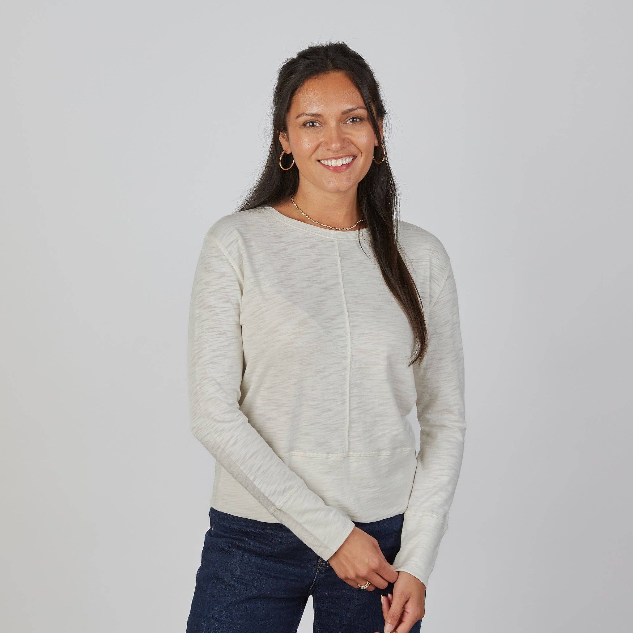 Celia Perfect Length Tee in Linen - Long Sleeve