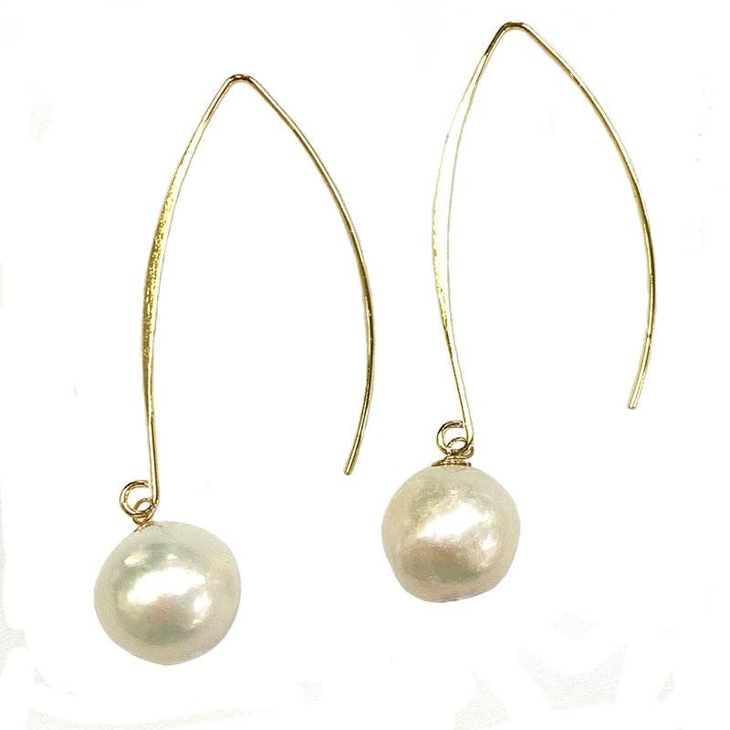 303-01-G | LONG DROP EDISON EARRINGS (WHITE ON GOLD)